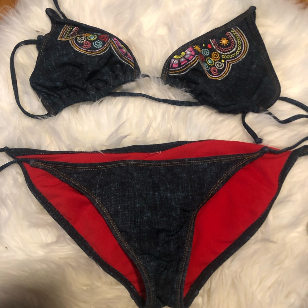 Faux Denim Bikini. M